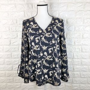 RO&DE Anthropologie Flare Sleeve V-Neck Blouse